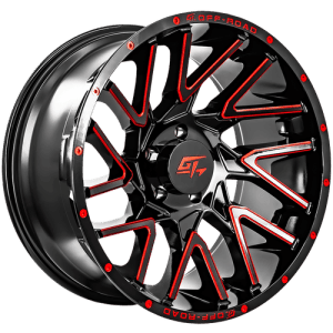 GT OFFROAD, Aggression Gloss Black Milled Red, 20x9